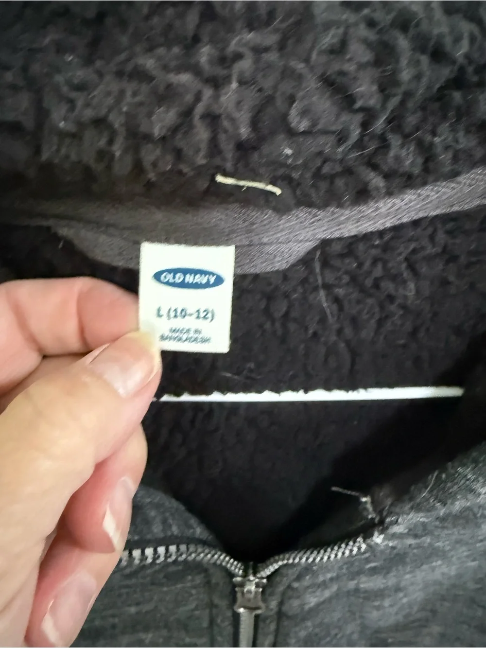 Old Navy Kids Charcoal Sherpa-Lined Zip Hoodie